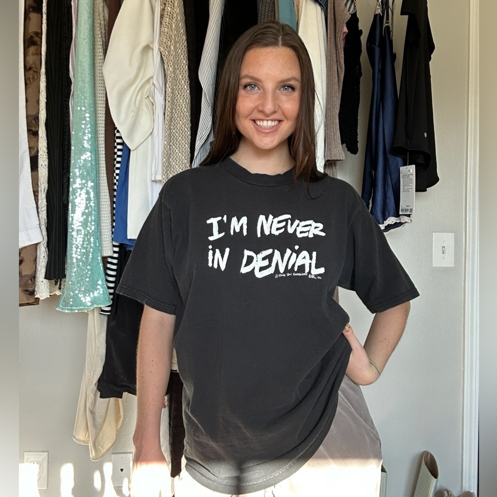 Vintage 90s Fruit of the Loom Graphic Tee – “I’m Never in Denial”